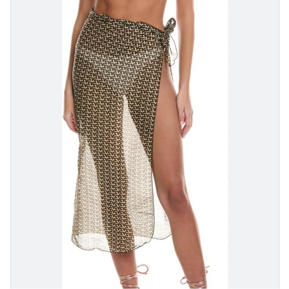 Zadig & Voltaire Brown Sheer Mono Midi Pareo Skirt